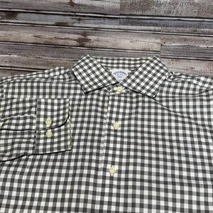 Brooks Brothers 346‎ Mens 16-4/5 Slim Fit Grey Gingham Dress Shirt See Pics